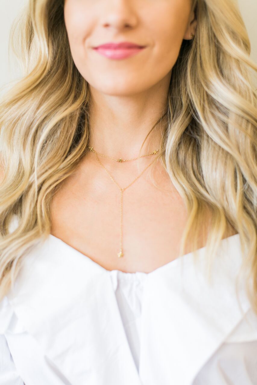 Nastia Liukin Jewelry Star Choker and Lariat Necklace Closeup